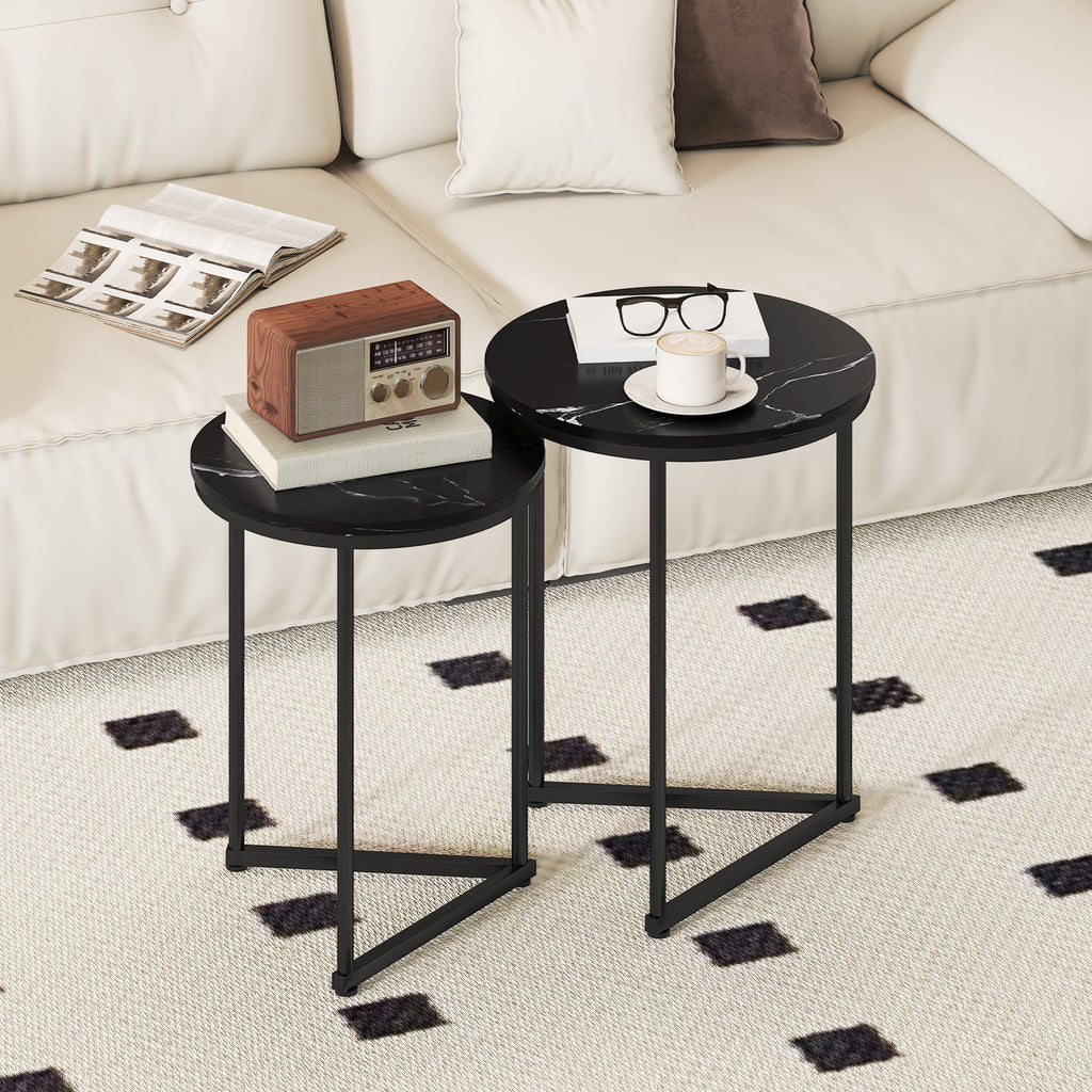 Set Of Two Marble-Effect Nest Of Tables