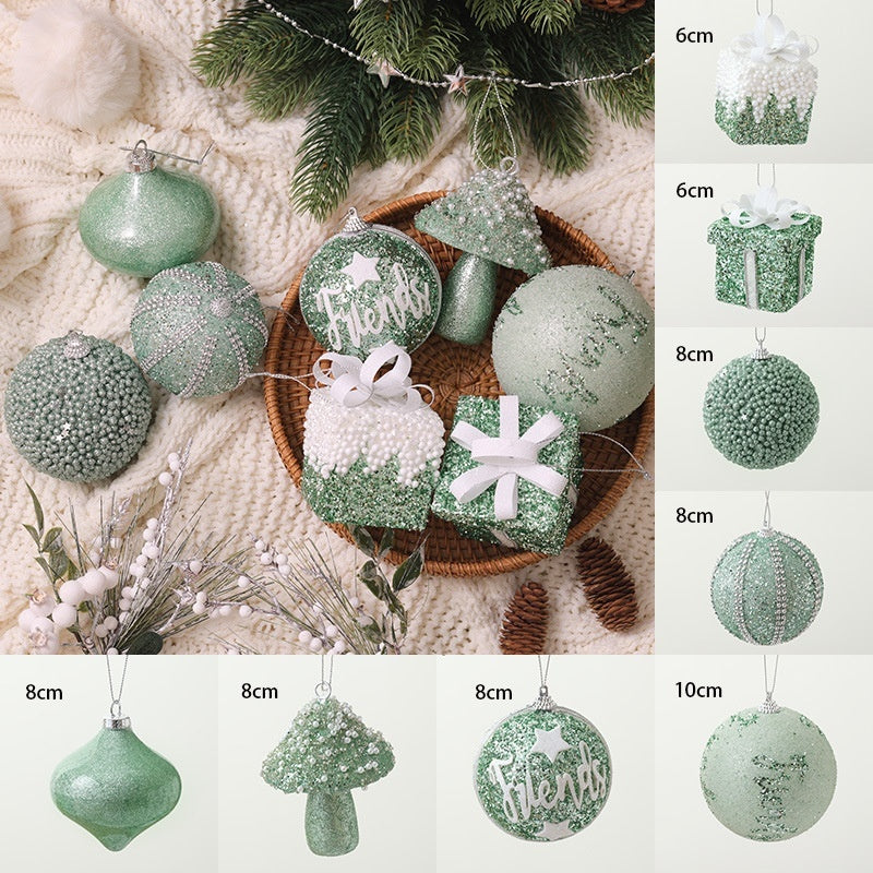 Flocking Dark Green Christmas  Tree Baubles