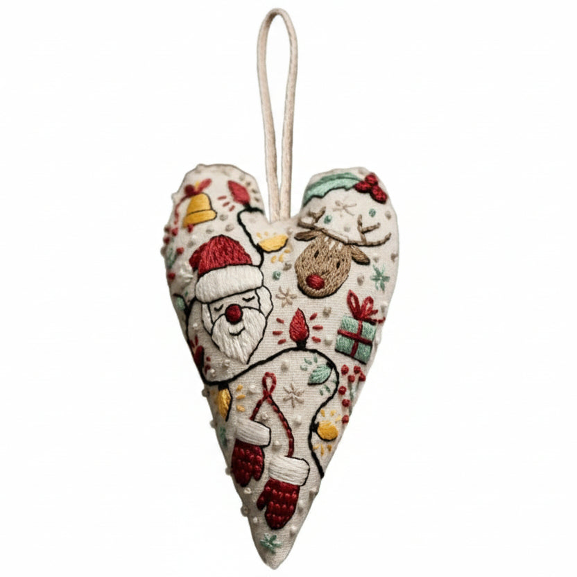 Heart-shaped Embroidery Christmas Decorative Pendant