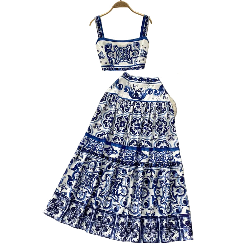 Blue Porcelain Print Co-ord Set