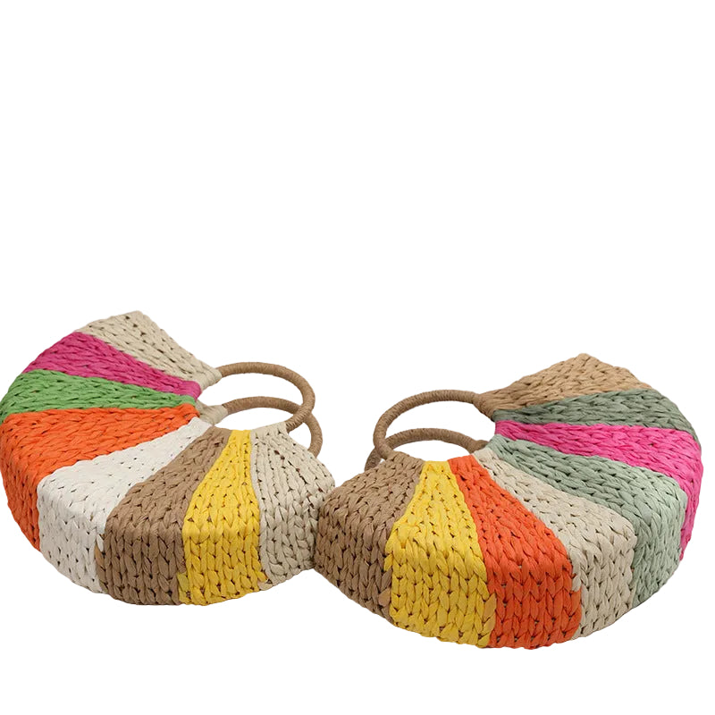 Beach Vacation Rainbow Straw Beach Bag