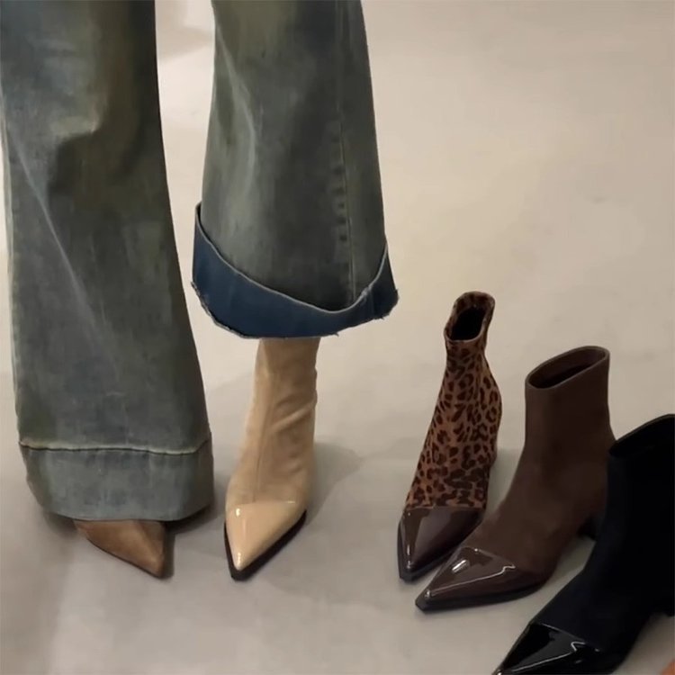 Chunky-heel Skinny High-heeled Boots