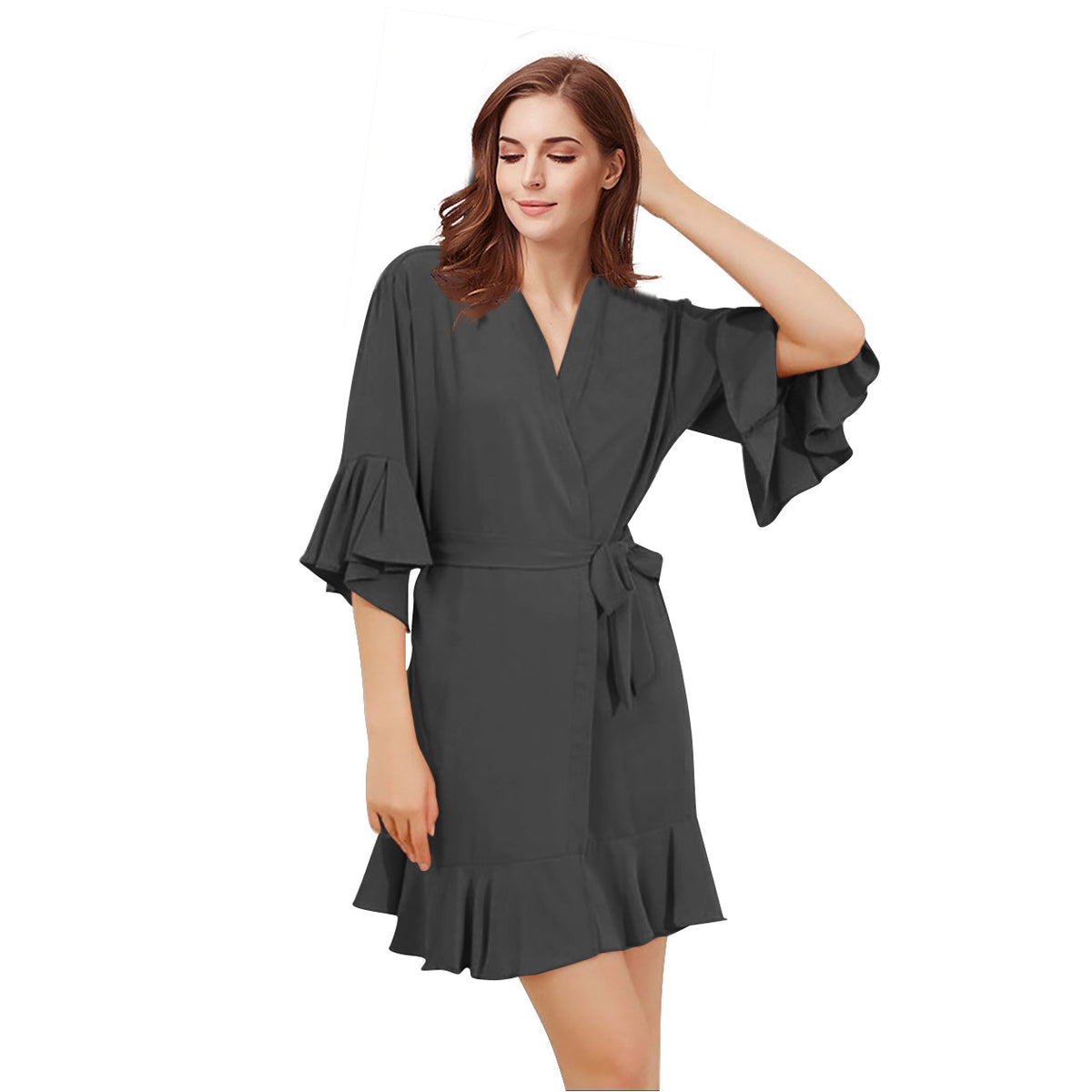 Pleated Hem Chiffon Robe