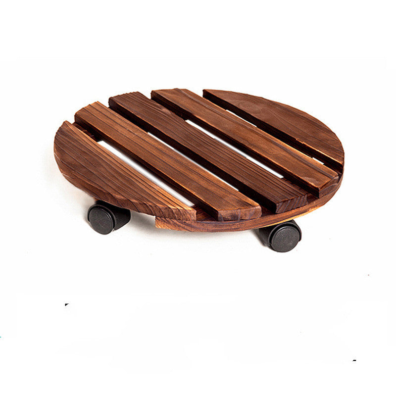Round Wood Flower Pot Base Tray