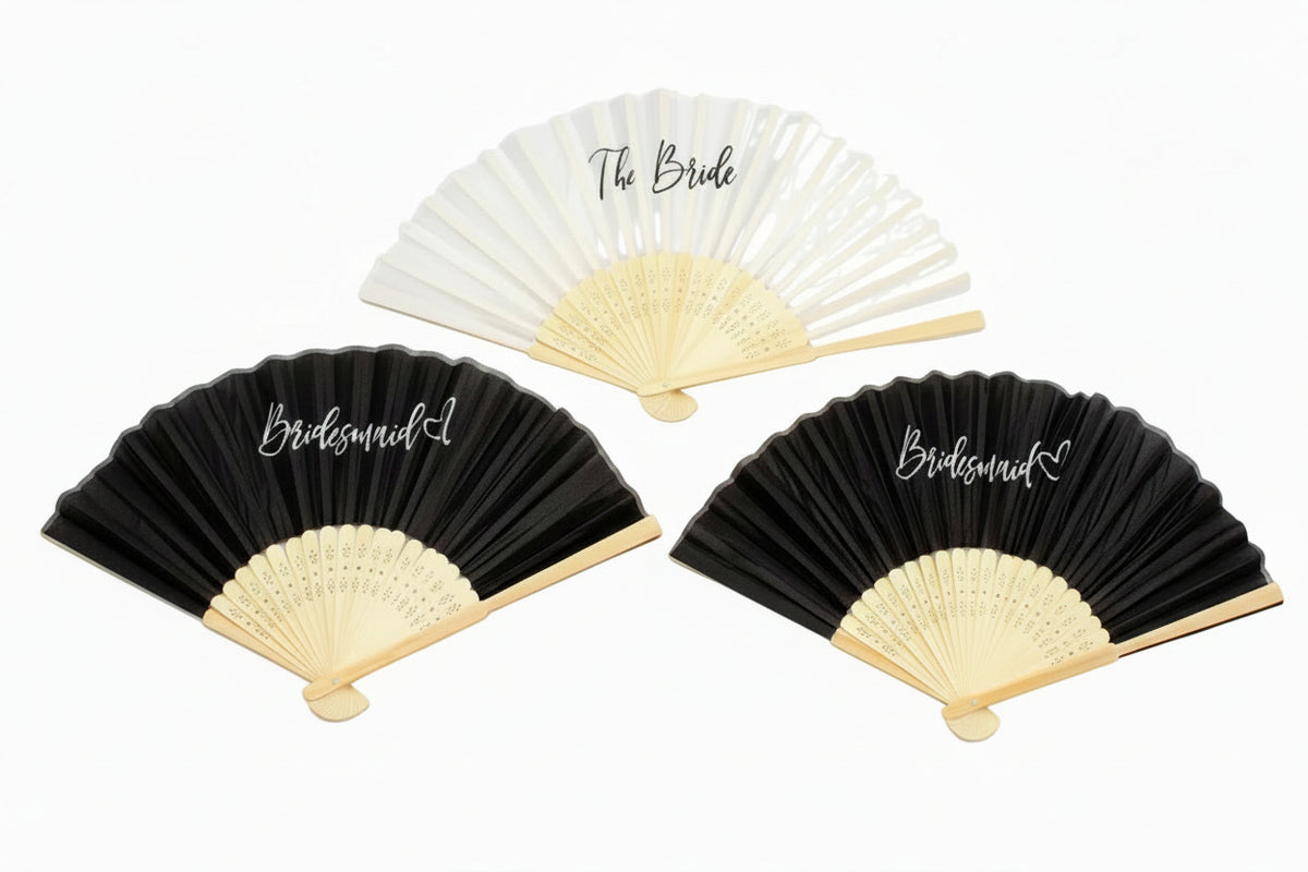 Bride And Bridesmaid Black And White Fan