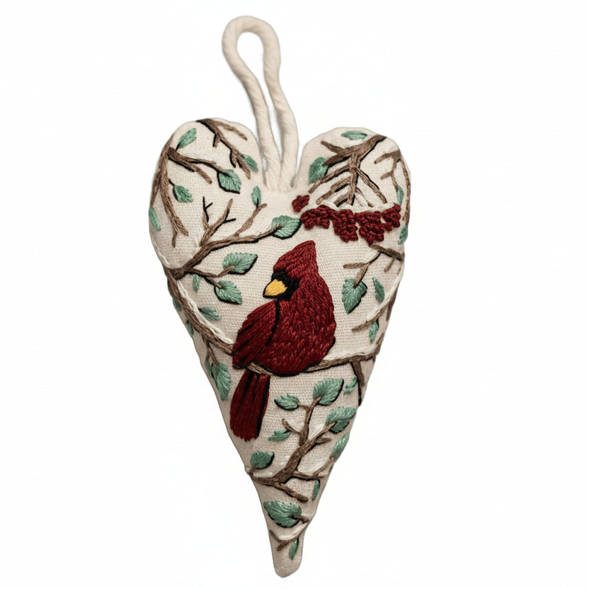 Heart-shaped Embroidery Christmas Decorative Pendant