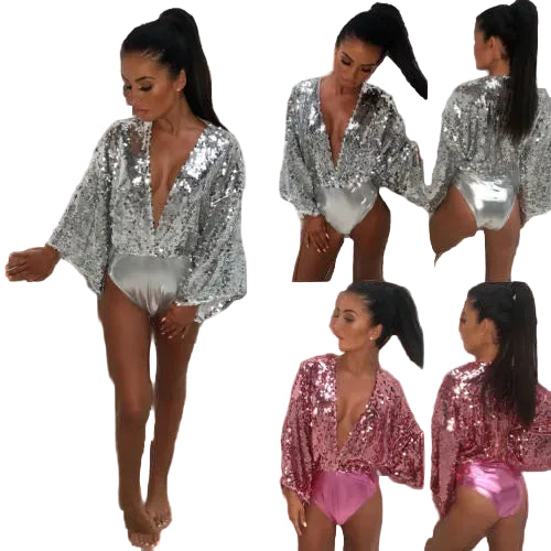 Sequin Low Cut Body Suit