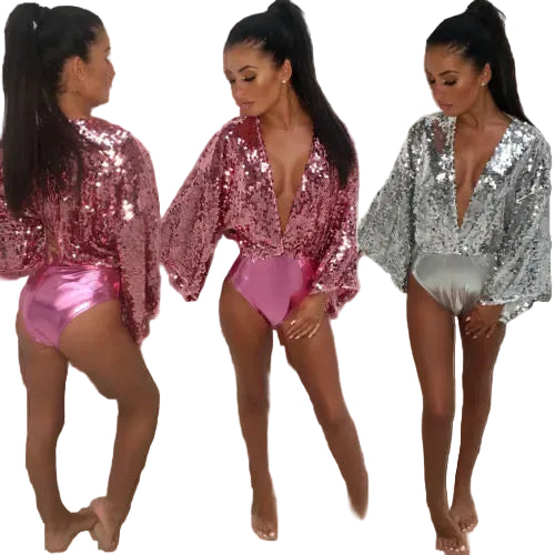 Sequin Low Cut Body Suit