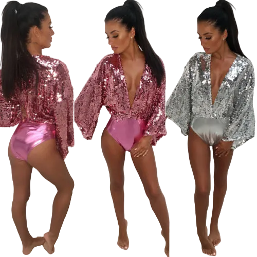 Sequin Low Cut Body Suit